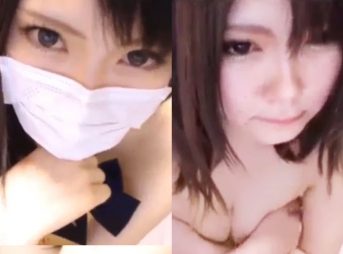 眼力強い美少女が有料配信でマスク取り素顔見せライブチャット☆